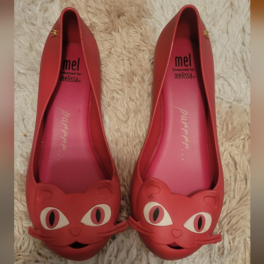 Mini Melissa pink Cat Flats sz 2